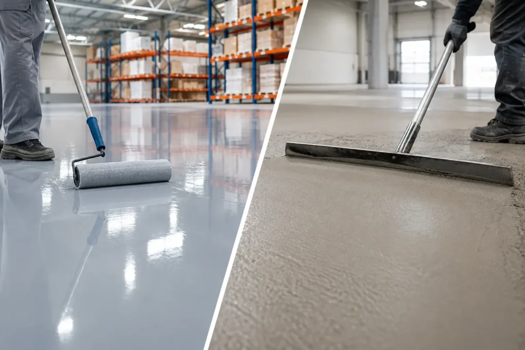 Warehouse Epoxy Coating vs Screed Compared